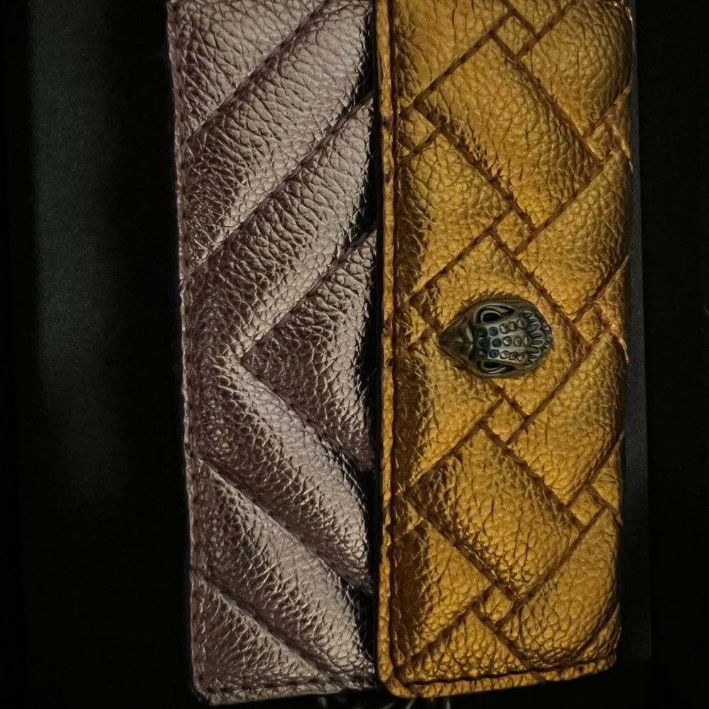 Designer Leather Wallet Set - Gold and Silver